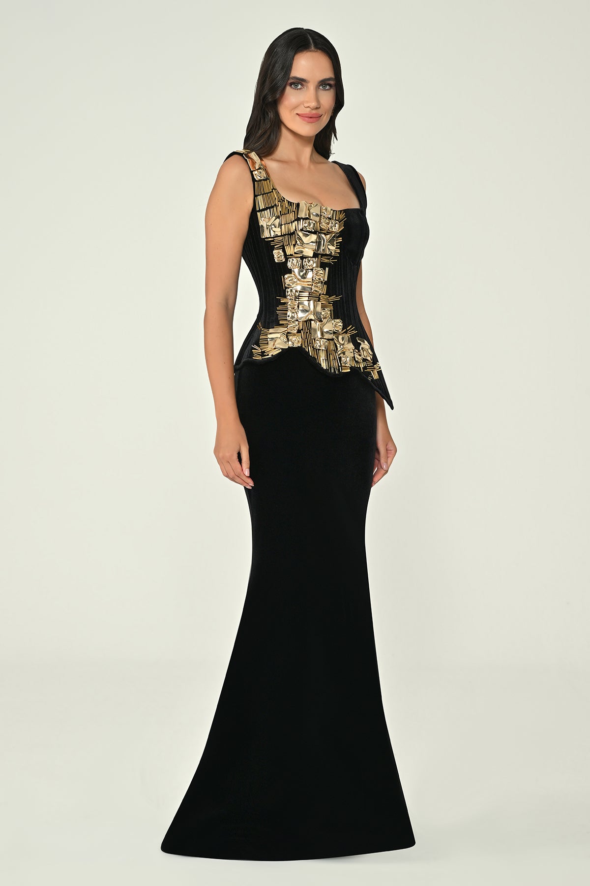 Mosaic Splendor Dress - Maxi - Black Velvet