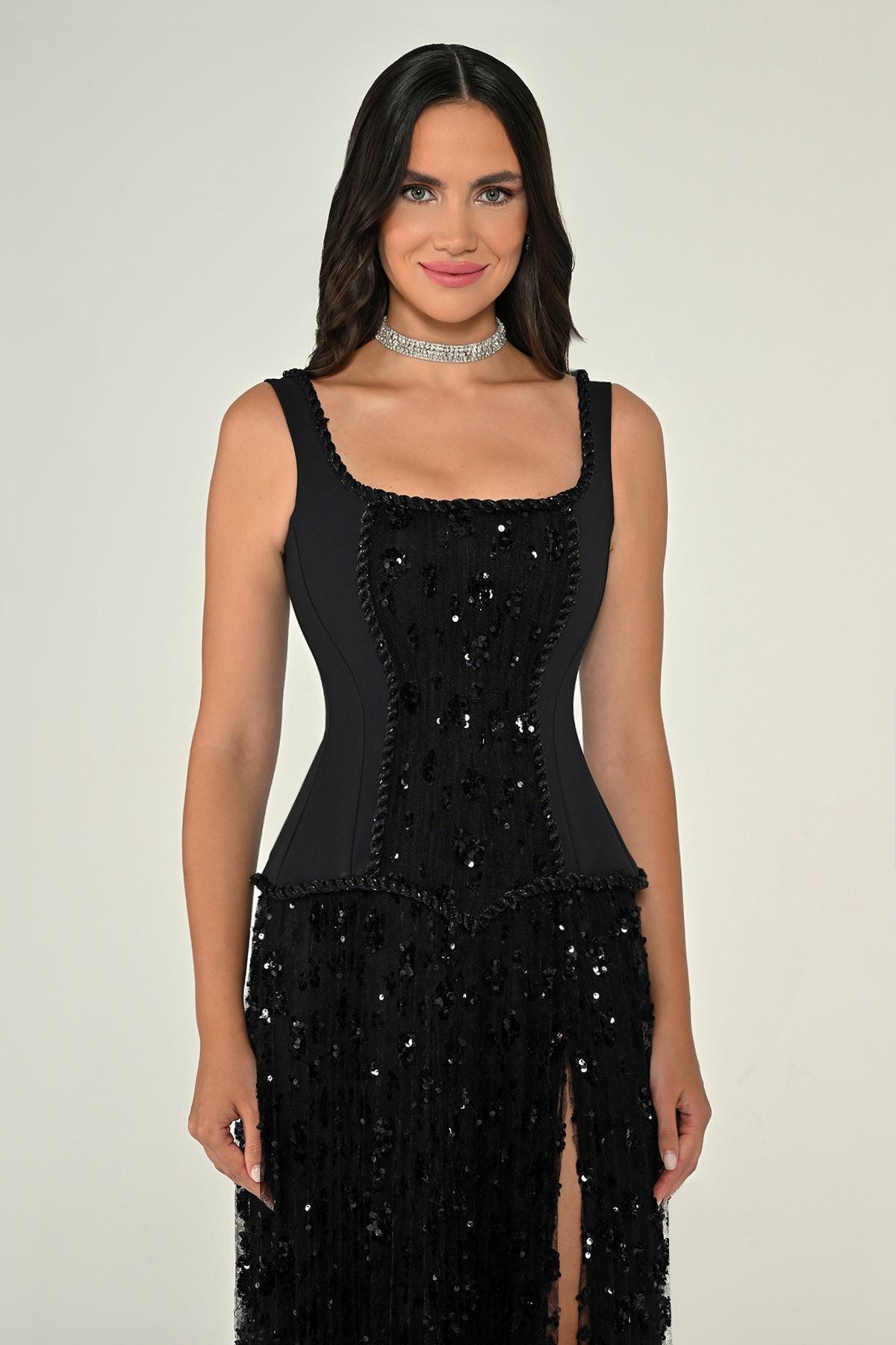 Noir Corset Dress - Maxi - Black
