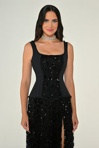 Noir Corset Dress - Maxi - Black