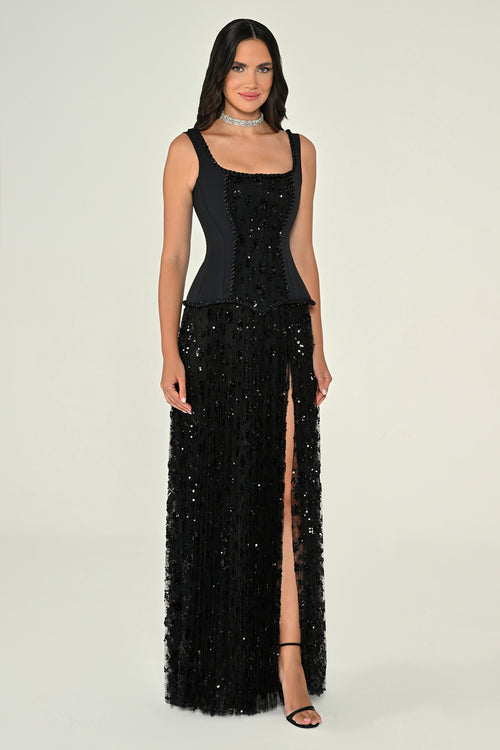 Noir Corset Dress - Maxi