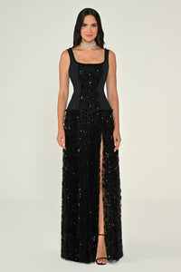 Noir Corset Dress - Maxi - Black