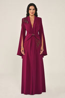 Aveline Noir Cape-Sleeve Dress - Maxi - Black
