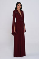 Aveline Noir Cape-Sleeve Dress - Maxi - Black
