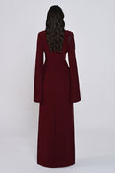 Aveline Noir Cape-Sleeve Dress - Maxi - Black