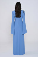Aveline Noir Cape-Sleeve Dress - Maxi - Black