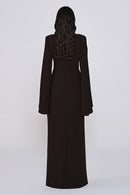 Aveline Noir Cape-Sleeve Dress - Maxi - Black
