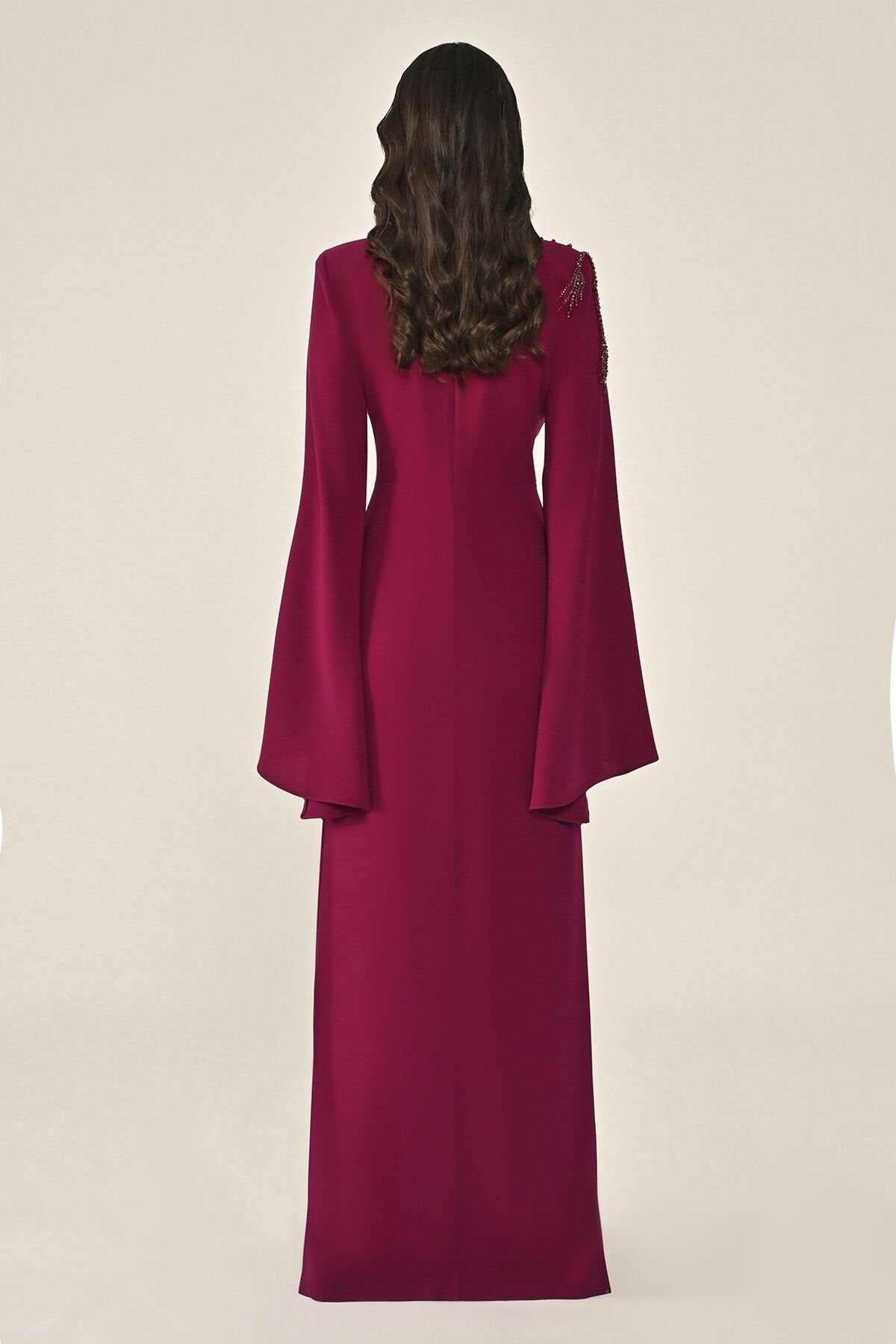 Aveline Noir Cape-Sleeve Dress - Maxi - Black