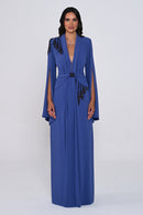 Aveline Noir Cape-Sleeve Dress - Maxi - Black