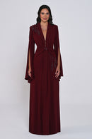 Aveline Noir Cape-Sleeve Dress - Maxi - Black