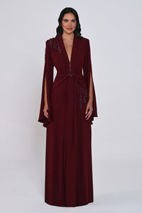 Aveline Noir Cape-Sleeve Dress - Maxi - Black