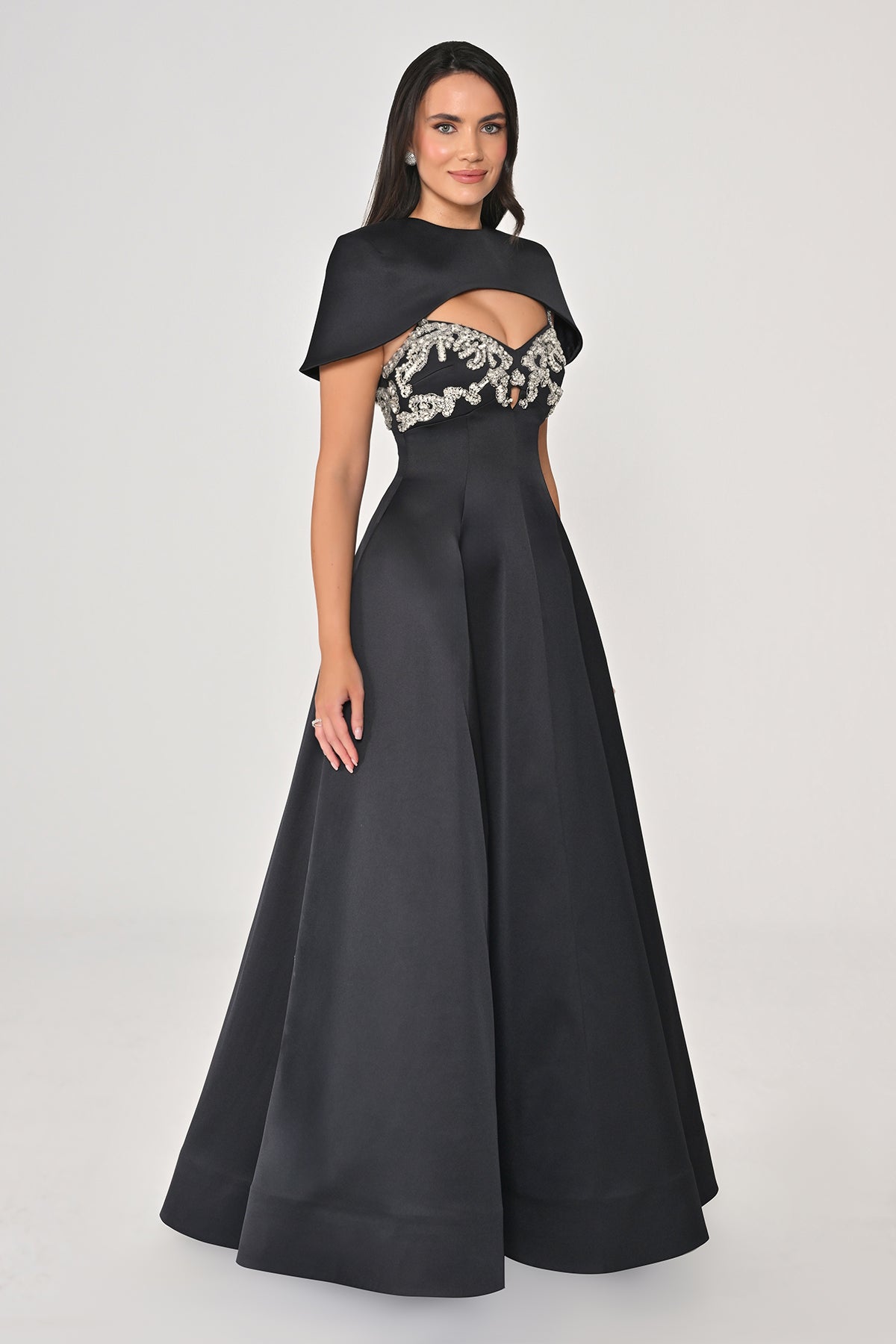 Arielle Cape Evening Dress  - Maxi - Multicolor