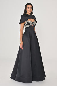 Arielle Cape Evening Dress  - Maxi - Multicolor