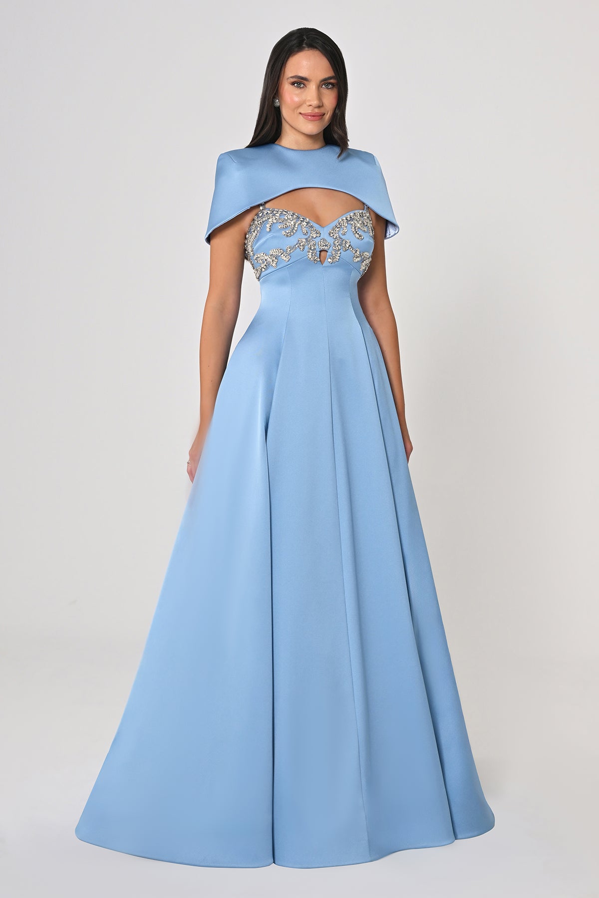 Arielle Cape Evening Dress  - Maxi - Multicolor