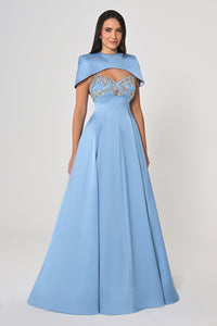 Arielle Cape Evening Dress  - Maxi - Multicolor