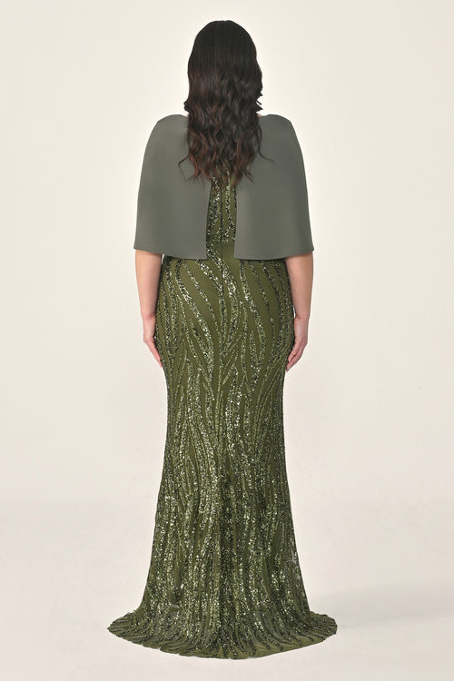Plus Size - Veloura Cape Dress - Maxi