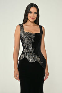 Mosaic Splendor Velvet Dress - Maxi - Black Velvet