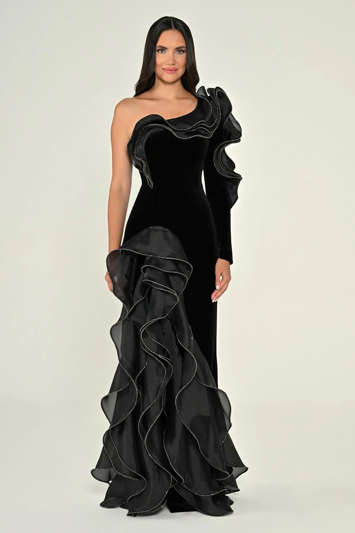 Raffaella Dress - Maxi - Velvet - Black