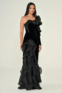 Raffaella Dress - Maxi - Velvet - Black