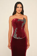 Bordeaux Velvet Dress - Maxi