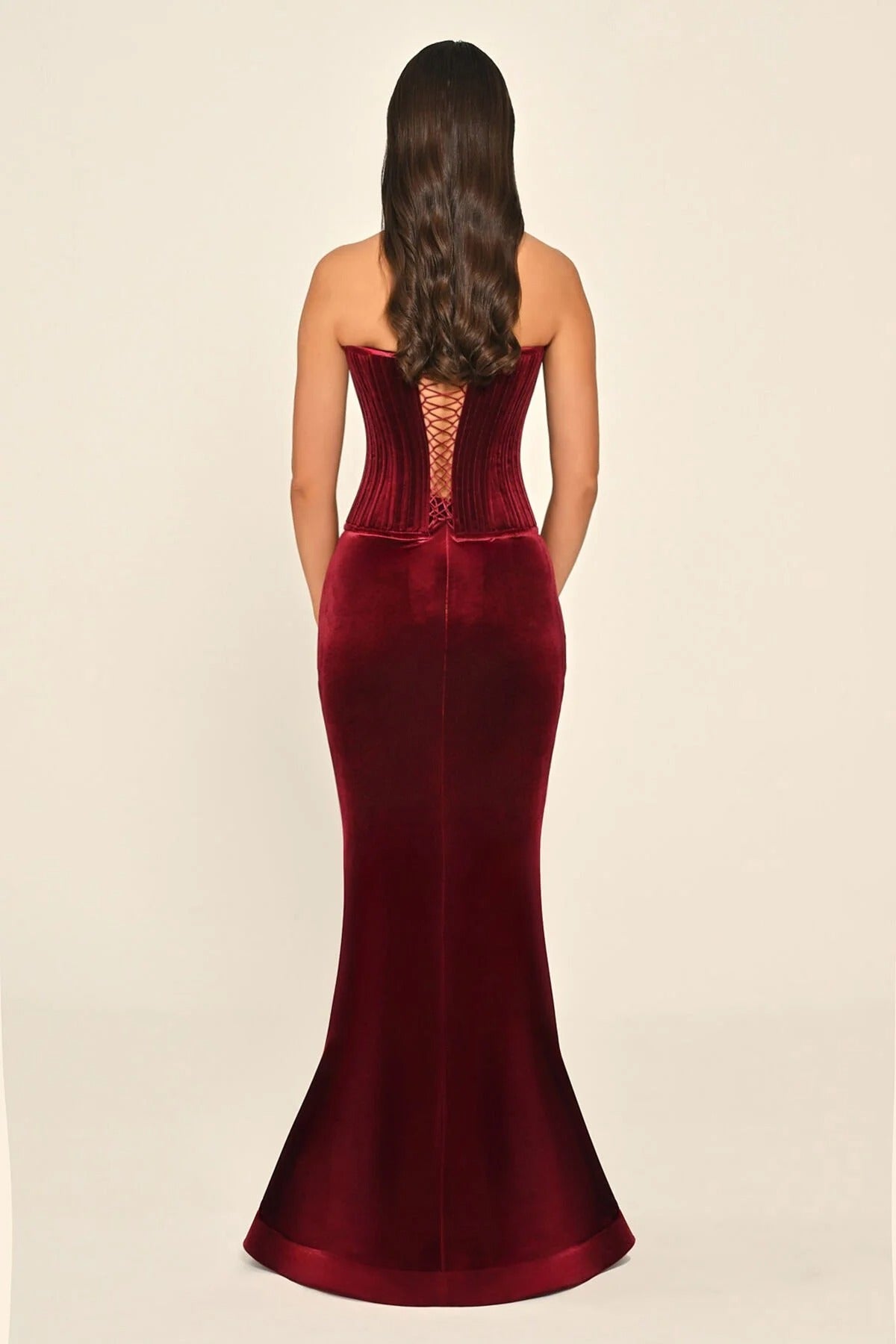Bordeaux Velvet Dress - Maxi