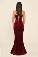 Bordeaux Velvet Dress - Maxi