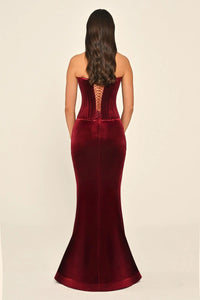 Bordeaux Velvet Dress - Maxi