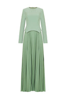 Elegant Pleated Dress - Maxi - Multicolor