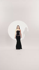 Regal Embellish Dress - Maxi - Black Velvet
