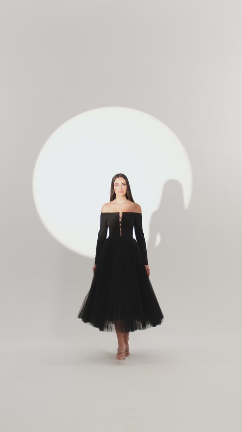 Jalila Dress - Midi - B & W