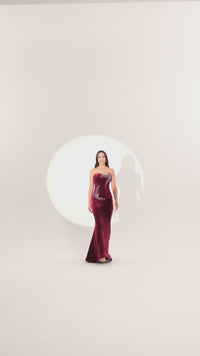 Bordeaux Velvet Dress - Maxi