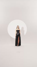 Petal Elegance Dress - Maxi - Black