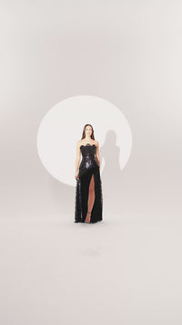 Petal Elegance Dress - Maxi - Black