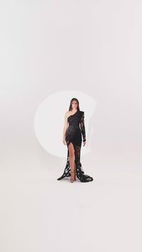 Obsidian Bloom Dress - Maxi - Black
