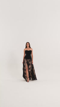 Latex Dress - Maxi - Black & Beige