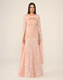 Shawl Sleeve Dress- Maxi - Multicolor