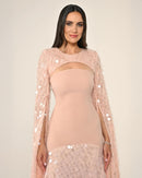 Shawl Sleeve Dress- Maxi - Multicolor