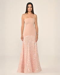Shawl Sleeve Dress- Maxi - Multicolor
