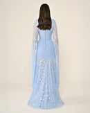 Shawl Sleeve Dress- Maxi - Multicolor