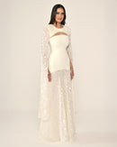 Shawl Sleeve Dress- Maxi - Multicolor