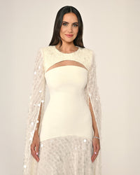 Shawl Sleeve Dress- Maxi - Multicolor