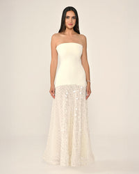 Shawl Sleeve Dress- Maxi - Multicolor