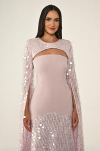 Shawl Sleeve Dress- Maxi - Multicolor