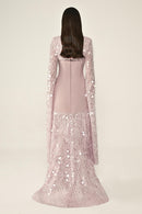 Shawl Sleeve Dress- Maxi - Multicolor