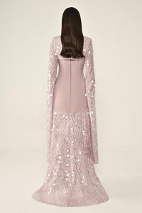 Shawl Sleeve Dress- Maxi - Multicolor