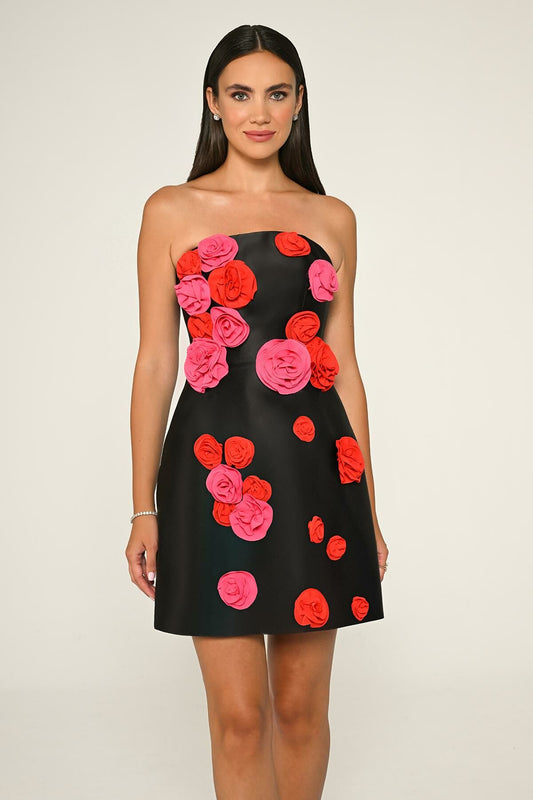 Satin Flower - Mini - Pink & Black