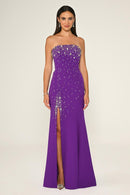 Open Shoulder Stone Dress - Maxi - Multicolor