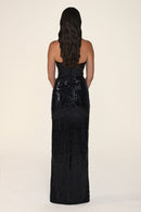 Étincelle gown in black, back view