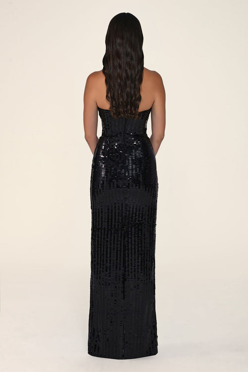 Étincelle gown in black, back view