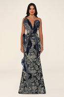 Ombrelle gown in grey, front view