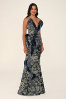 Ombrelle gown in grey, side view